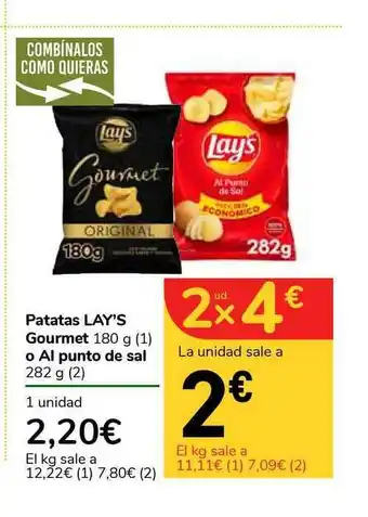 Carrefour Express Patatas Lay's Gourmet O Al Punto De Sal 282g oferta