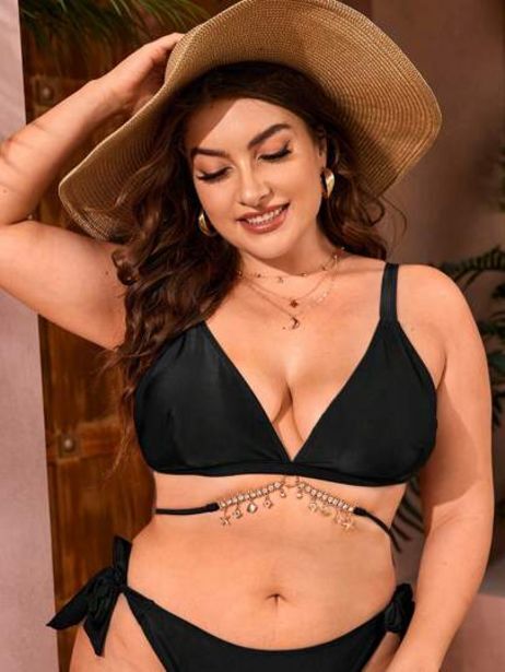 Shein Top bikini con diseño de diamante de imitación oferta