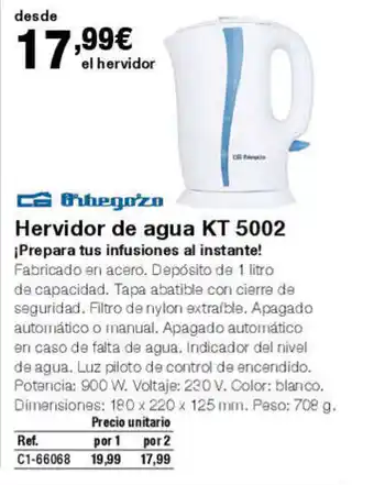 Staples Kalamazoo Hervidor de agua KT 5002 oferta