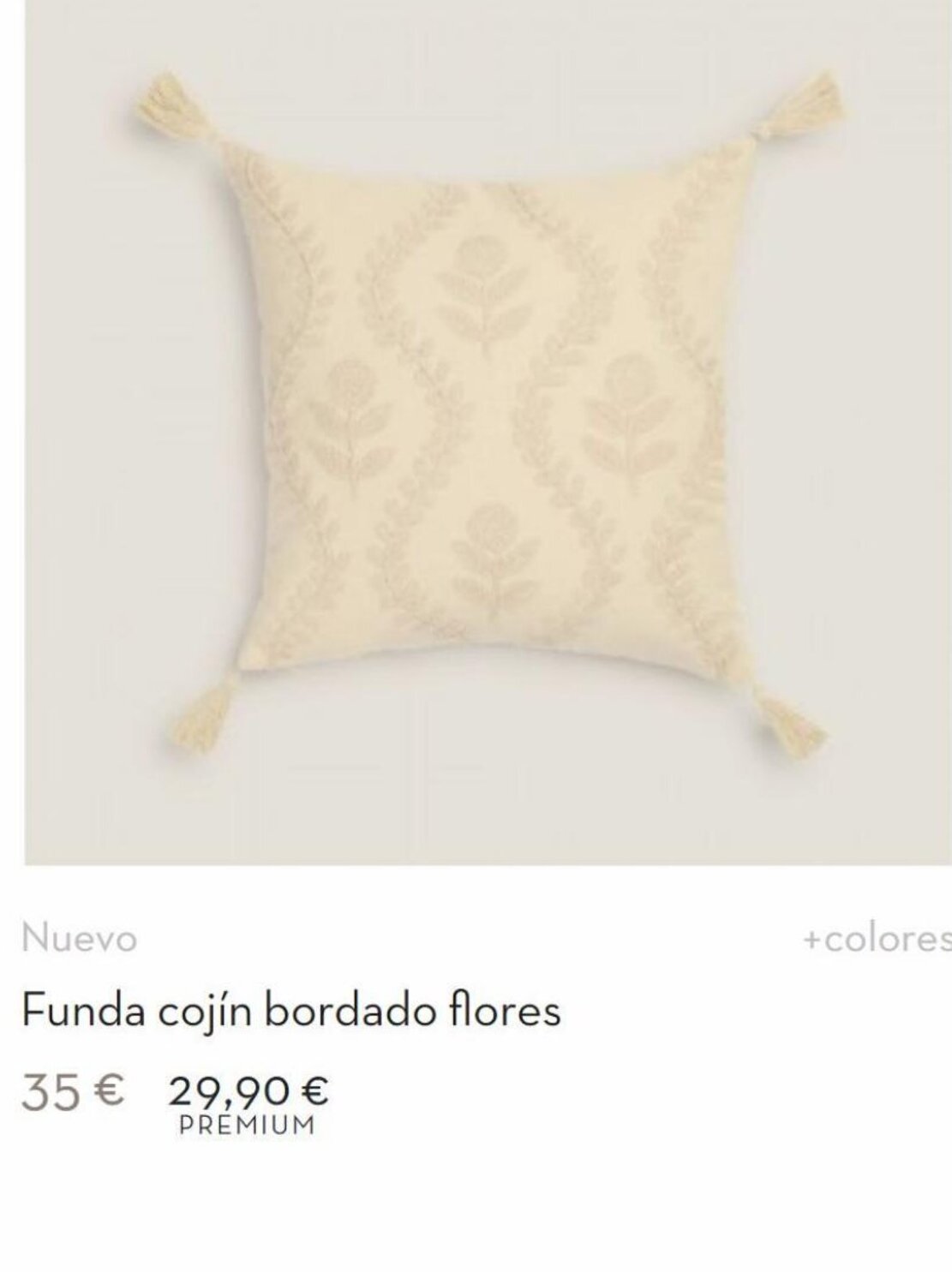 Textura Funda cojín bordado flores oferta