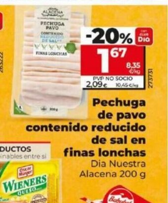 Dia Pechuga de pavo contenido reducido de sal en finas lonchas oferta
