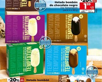 Dia Helado bombón de chocolate negro Dia Temptation pack-4 x 83 g oferta