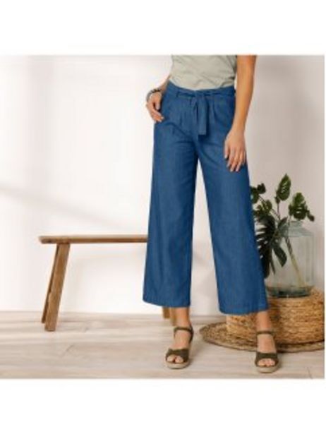 Venca Pantalones anchos con cinturón en denim ligero oferta