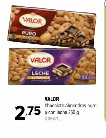 Coviran VALOR Chocolate almendras puro o con leche 250 g oferta