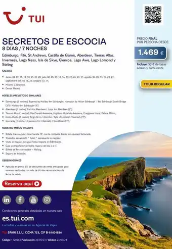 Tui Travel PLC I secretos de escocia 8 días / 7 noches tui edimburgo, fife, st andrews, castillo de glamis, aberdeen, tierras altas, inve oferta