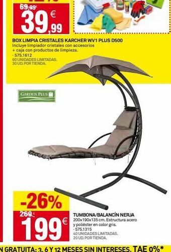 Bricoking 60 unidades limitadas. 30 ud por tienda. garden plus box limpia cristales karcher wv1 plus d500 incluye limpiador cristale oferta