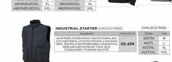 Isolana Industrial starter chaleco ring descripción acolchado multibolsillos: dos frontales, dos con cremallera, un porta móviles oferta