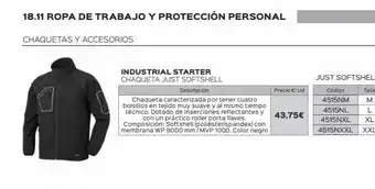 Isolana 18.11 ropa de trabajo y protección personal chaquetas y accesorios industrial starter chaqueta just softshell descripción oferta