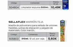 Isolana Precio código contenido €/ud. 504804 limpiador espuma 500ml. 10,49€ precio código contenido €/ud. 505803 310ml. 12 u oferta