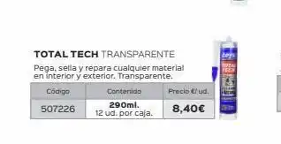 Isolana Contenido 290ml. 12 ud. por caja. total tech transparente pega, sella y repara cualquier material en interior y exterior. oferta