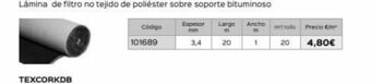 Isolana Código  101689  3,4  espesor largo  mm  m  20  ancho m  m/rollo  20  precio €/m²  4,80€ oferta