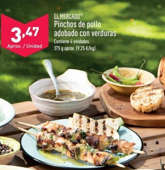ALDI EL MERCADOⓇ Pinchos de pollo adobado con verduras oferta