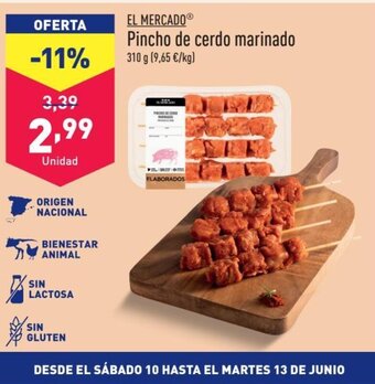 ALDI EL MERCADOⓇ Pincho de cerdo marinado oferta