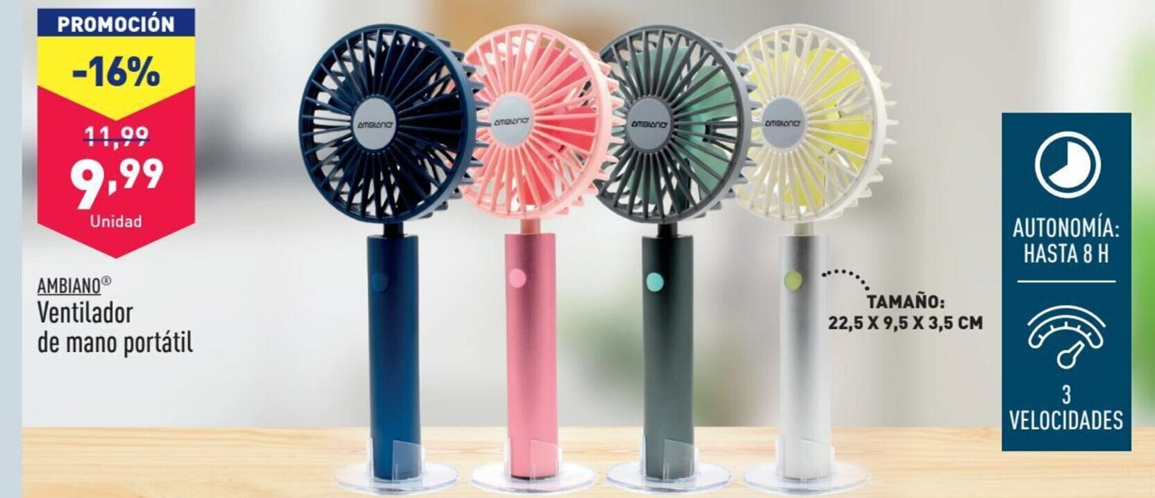 ALDI AMBIANOⓇ Ventilador de mano portátil oferta