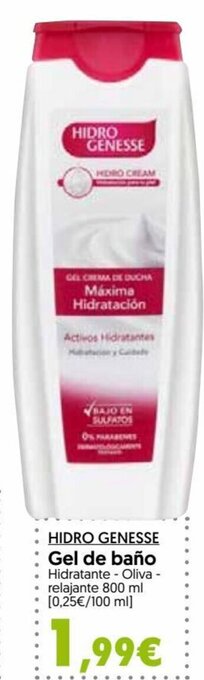 Hiper Usera HIDRO GENESSE Gel de baño oferta