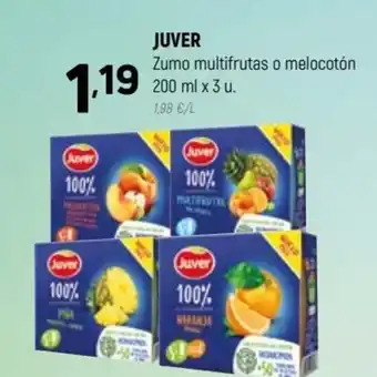 Coviran JUVER Zumo multifrutas o melocotón 200 ml x 3 u. oferta