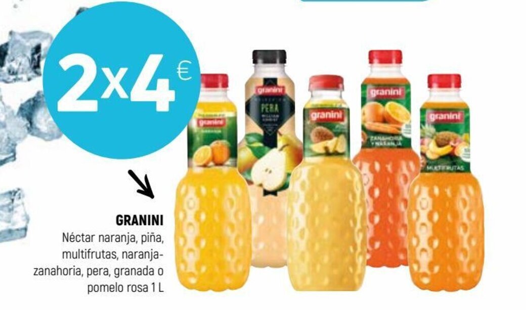 Coviran GRANINI Néctar naranja, piña, multifrutas, naranja-zanahoria, pera, granada o pomelo rosa 1 L oferta