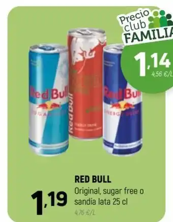 Coviran RED BULL Original, sugar free o sandía lata 25 cl oferta