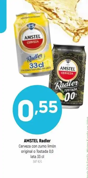 Coviran AMSTEL Radler Cerveza con zumo limón original o Tostada 0,0 lata 33 cl oferta