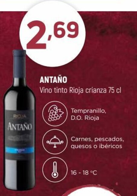 Coviran ANTAÑO Vino tinto Rioja crianza 75 cl oferta