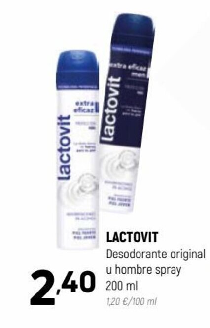 Coviran LACTOVIT Desodorante original u hombre spray 200 ml oferta