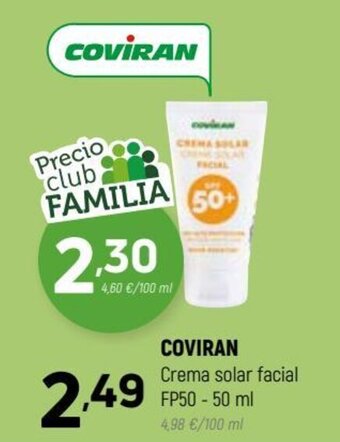 Coviran COVIRAN Crema solar facial FP50 - 50 ml oferta