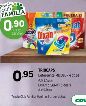 Coviran TRIOCAPS Detergente MICOLOR 4 dosis ,DIXAN o SOMAT 5 dosis oferta