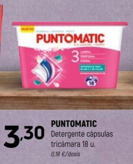 Coviran PUNTOMATIC Detergente cápsulas tricámara 18 u. oferta