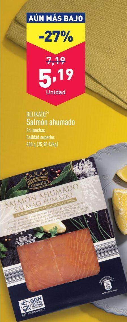 ALDI Salmón ahumado oferta