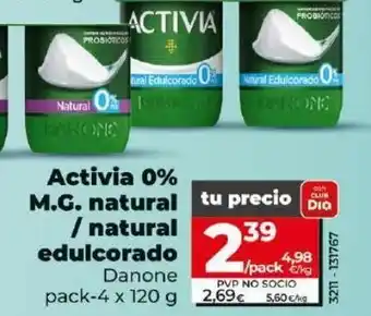 Dia Activia 0% m.g. natural / natural edulcorado oferta