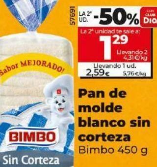 Dia Pan de molde blanco sin corteza oferta
