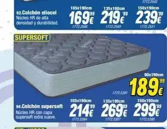 Rapimueble 92.colchón eliocel núcleo hr de alta densidad y durabilidad. supersoft 90x190cm 189€ 105x190cm 135x190cm 150x190cm 34. oferta