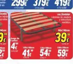 Rapimueble Juego de €4palas ¹99 1578.283 100.somier láminas de madera y estructura metalica. 90x190cm 39% 1576.15 150x190cm 135x oferta