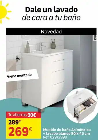 Leroy Merlin Dale un lavado de cara a tu baño viene montado te ahorras 30€ 299€ 269€ novedad mueble de baño asimétrico + lavabo blanc oferta