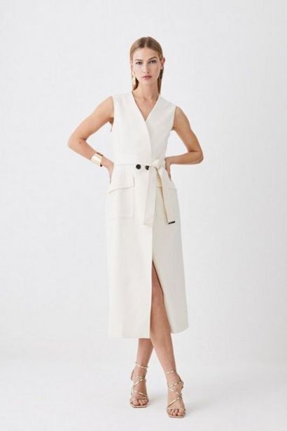 Karen Millen Relaxed tailored sleeveless belted blazer midi dress oferta