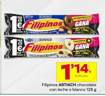 Supermercados Dani Filipinos ARTIACH chocolate con leche o blanco 128 g oferta