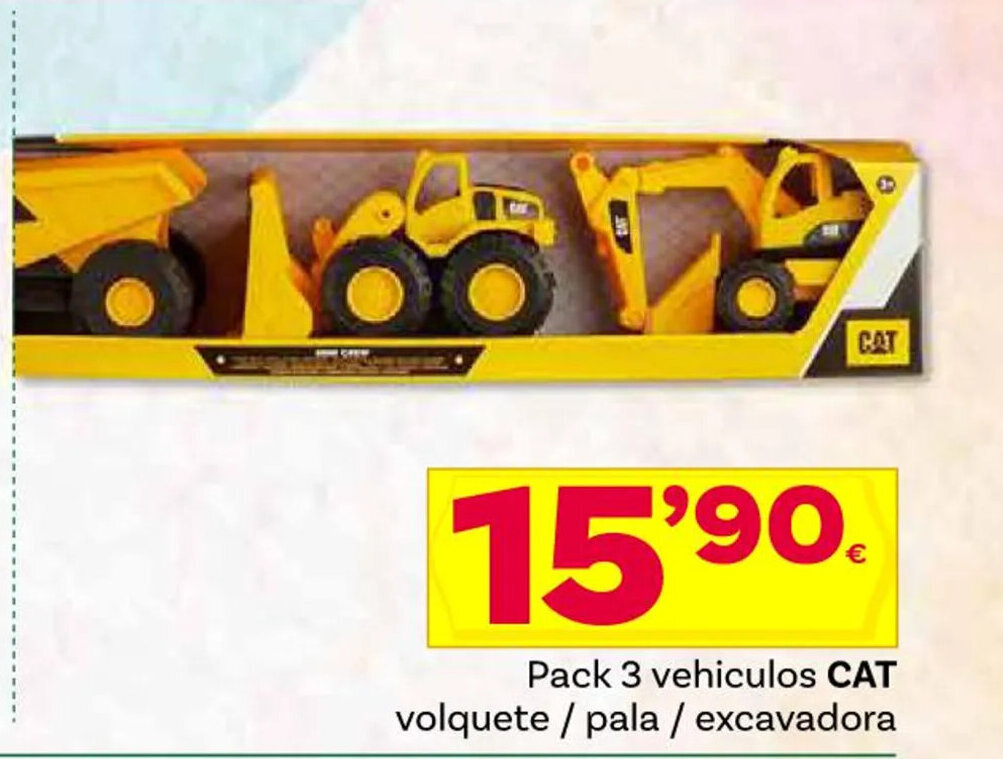 Supermercados Dani Pack 3 vehiculos CAT volquete / pala / excavadora oferta