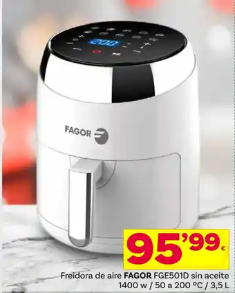 Supermercados Dani Freidora de aire FAGOR FGE501D sin aceite 1400 w / 50 a 200 °C / 3,5 L oferta