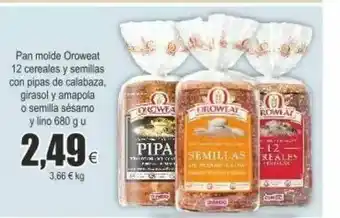FROIZ Pan Molde Oroweat 12 Cereales Y Semillas Con Pipas De Calabaza Girasol Y Amapola O Semilla Sésamo Y Lino oferta