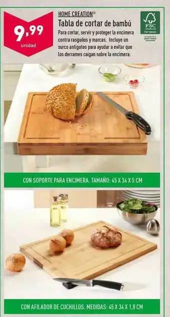 ALDI Home Creation Tabla De Cortar De Bambú oferta
