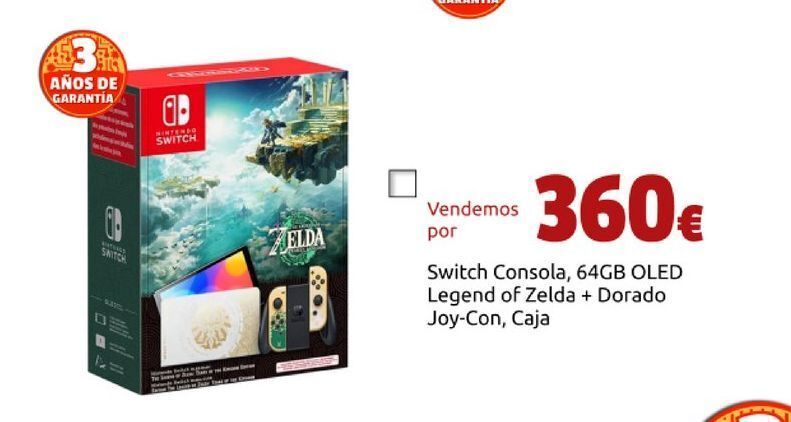 CeX Switch consola, 64gb oled legend of the zelda + dorado joy-con, caja oferta