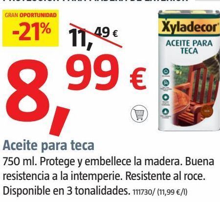 Bauhaus Aceite de teca xyladecor oferta