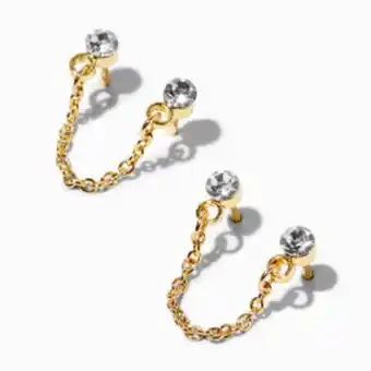 Claire's 18k gold plated crystal connector stud earrings oferta