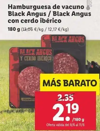 Lidl Hamburguesas de vacuno black angus oferta