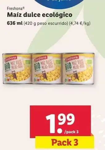 Lidl Maíz dulce freshona oferta