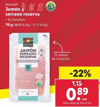 Lidl Jamón serrano realvalle oferta