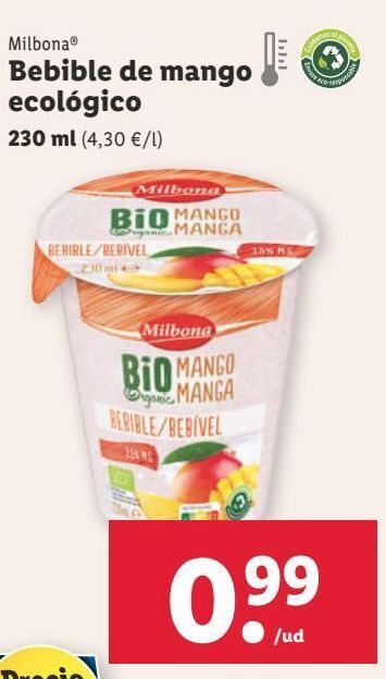 Lidl Yogur líquido milbona oferta