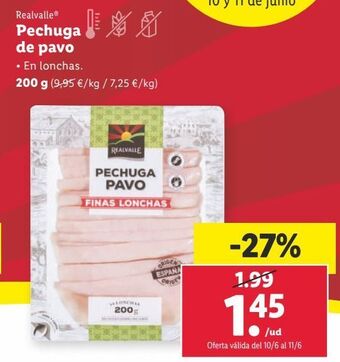 Lidl Pechuga de pavo realvalle oferta