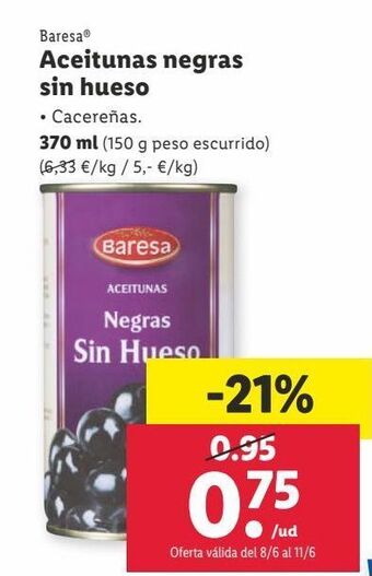 Lidl Aceitunas negras baresa oferta