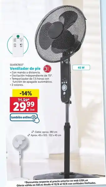 Lidl Ventilador de pie silvercrest oferta